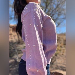 SALE Lilac Pearl Embellished Sweater